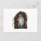 Donkere Fantasie Kasteel Venster Gotische Bruiloft Informatiekaartje (Achterkant)