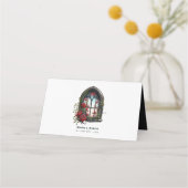 Donkere Fantasie Kasteel Venster Gotische Bruiloft Plaatskaartje (Achterkant)