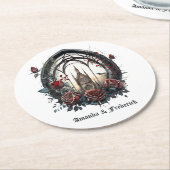 Donkere Fantasie Kasteel Venster Gotische Bruiloft Ronde Kartonnen Onderzetter (Gebogen)