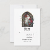 Donkere Fantasie Kasteel Venster Gotische Bruiloft RSVP Kaartje (Voorkant)