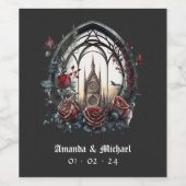 Donkere Fantasie Kasteel Venster Gotische Bruiloft Wijn Etiket (Enkel label)