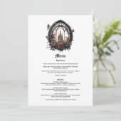 Donkere Fantasie Kasteelraam Gotische Bruiloft Menu (Staand voorkant)