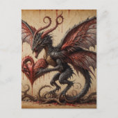 Donkere Fantasy Draak Bloedend Hart Briefkaart (Voorkant)