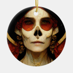 Donkere Fantasy Gothic Skull Woman 2 Keramisch Ornament