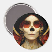 Donkere Fantasy Gothic Skull Woman 2 Magneet (Voorkant / Achterkant)