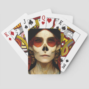 Donkere Fantasy Gothic Skull Woman 2 Pokerkaarten