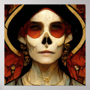 Donkere Fantasy Gothic Skull Woman 2 Poster