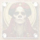 Donkere Fantasy Gothic Skull Woman 3 Glazen Onderzetter (Achterkant)
