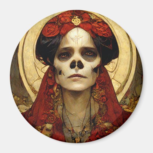 Donkere Fantasy Gothic Skull Woman 3 Magneet (Voorkant)