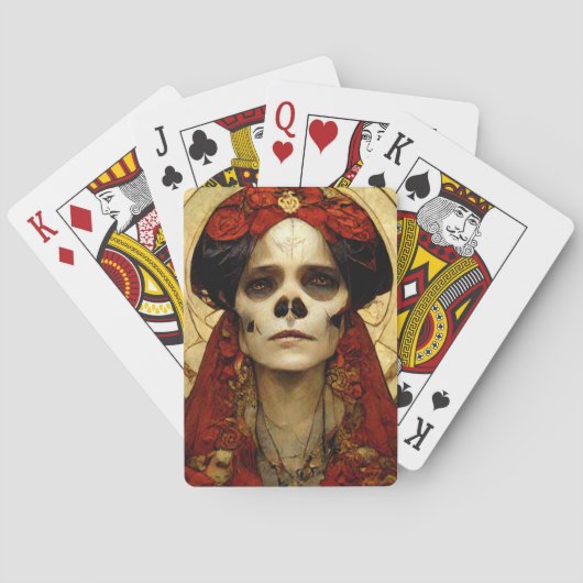 Donkere Fantasy Gothic Skull Woman 3 Pokerkaarten (Achterkant)