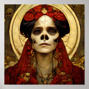 Donkere Fantasy Gothic Skull Woman 3 Poster