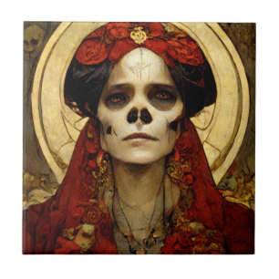 Donkere Fantasy Gothic Skull Woman 3 Tegeltje