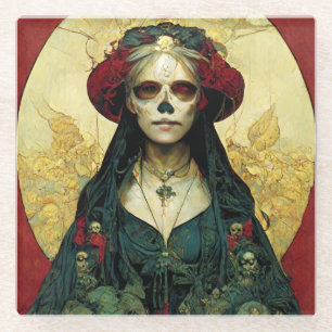 Donkere Fantasy Gothic Skull Woman Glazen Onderzetter