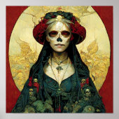 Donkere Fantasy Gothic Skull Woman Poster (Voorkant)