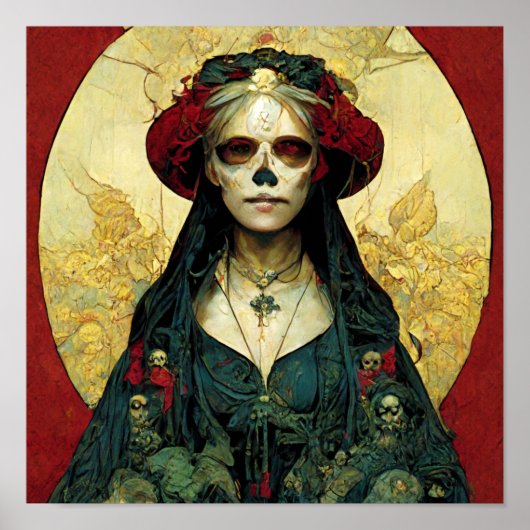 Donkere Fantasy Gothic Skull Woman Poster (Voorkant)