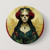 Donkere Fantasy Gothic Skull Woman Ronde Button 7,6 Cm (Voorkant)