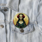 Donkere Fantasy Gothic Skull Woman Ronde Button 7,6 Cm (In situ)