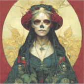 Donkere Fantasy Gothic Skull Woman Sticker (Voorkant)