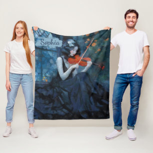 Donkere Fantasy Gotische Violiste in Moonlit Garde Fleece Deken