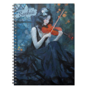 Donkere Fantasy Gotische Violiste in Moonlit Garde Notitieboek