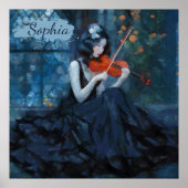 Donkere Fantasy Gotische Violiste in Moonlit Garde Poster (Voorkant)