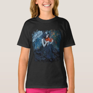 Donkere Fantasy Gotische Violiste in Moonlit Garde T-shirt