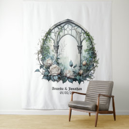 Donkere Fantasy Kasteelraam Gotische Bruiloft Wandkleed