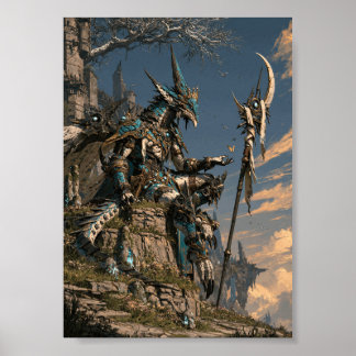 Donkere Fantasy Mystieke Sjamaan Schepsel met Vlin Poster