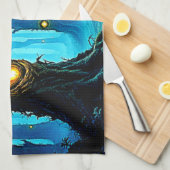 Donkere Fantasy Oogbal Bos Ontwerp Theedoek (Quarter Fold)