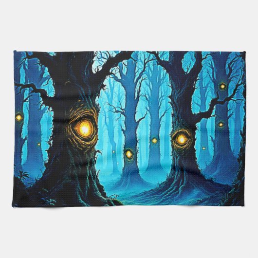 Donkere Fantasy Oogbal Bos Ontwerp Theedoek (Horizontaal)
