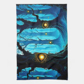 Donkere Fantasy Oogbal Bos Ontwerp Theedoek (Verticaal)