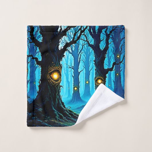 Donkere Fantasy Oogbal Bosontwerp Bad Handdoek (Wasdoekje)