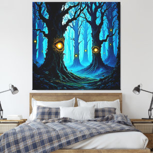 Donkere Fantasy Oogbal Bosontwerp Canvas Afdruk
