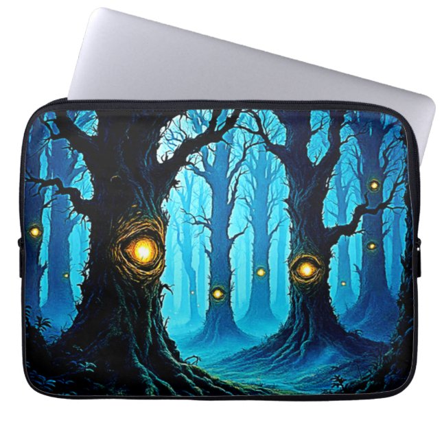 Donkere Fantasy Oogbal Bosontwerp Laptop Sleeve (Voorkant)