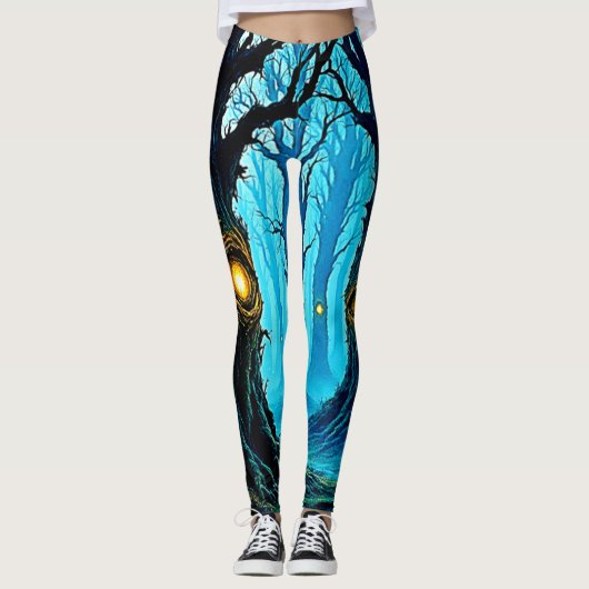 Donkere Fantasy Oogbal Bosontwerp Leggings (Voorkant)