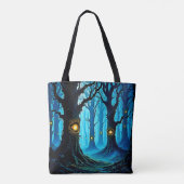 Donkere Fantasy Oogbal Bosontwerp Tote Bag (Achterkant)