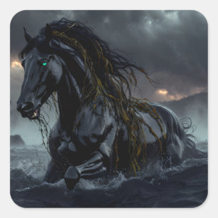 Donkere Fantasy Paard Sticker – Storm Stallion Got