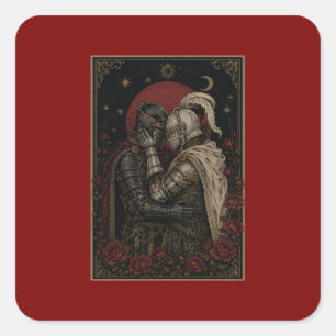 Donkere Fantasy Ridder Liefhebbers Slaapkamer Muur Vierkante Sticker