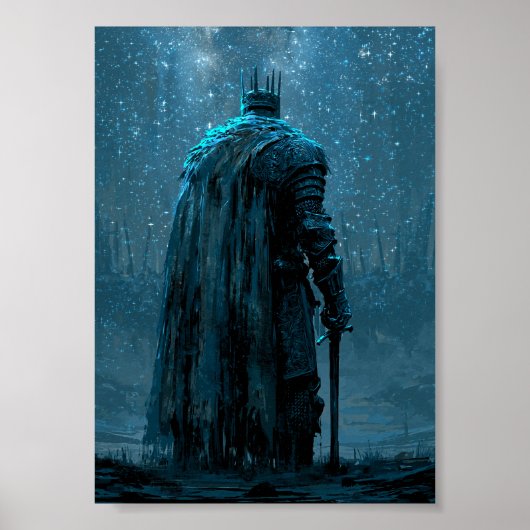 Donkere Fantasy Rode Mantel Ridder Poster  (Voorkant)