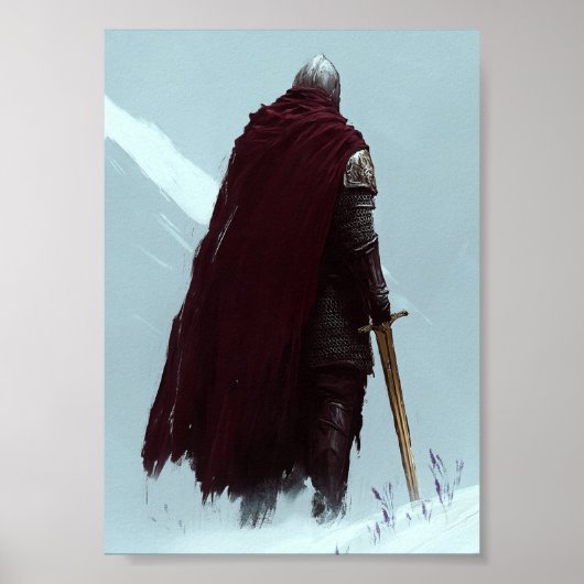 Donkere Fantasy Rode Mantel Ridder Poster (Voorkant)