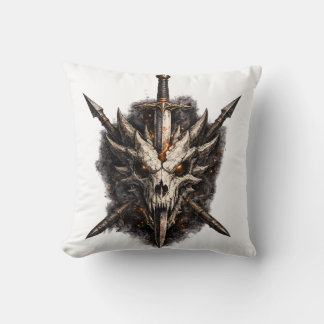 Donkere Fantasy Schedel Zwaard Krijger Embleem Kussen