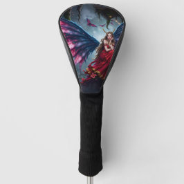 Donkere Fantasy Sprookjeskoningin met Vlinder Vleu Golfheadcover