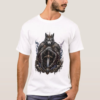 Donkere Fantasy Wolf Koning Gotische Grafiek T-shirt
