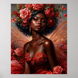 Donkere fee met rode rozen poster