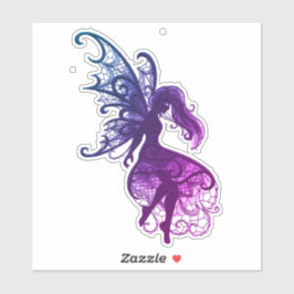 Donkere fee met wapperende haren laptop uitsnijdin sticker