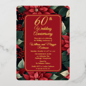 Donkere feestelijke bloemstukken 60ste huwelijksju folie uitnodiging (Voorkant)