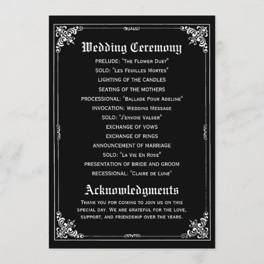 Donkere feiale winkelprogramma's voor weddenschapp programmakaart (Achterkant)