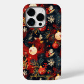 Donkere Festive Kerstversieringspatroon Case-Mate iPhone Case (Achterkant)