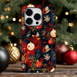 Donkere Festive Kerstversieringspatroon Case-Mate iPhone 14 Pro Hoesje
