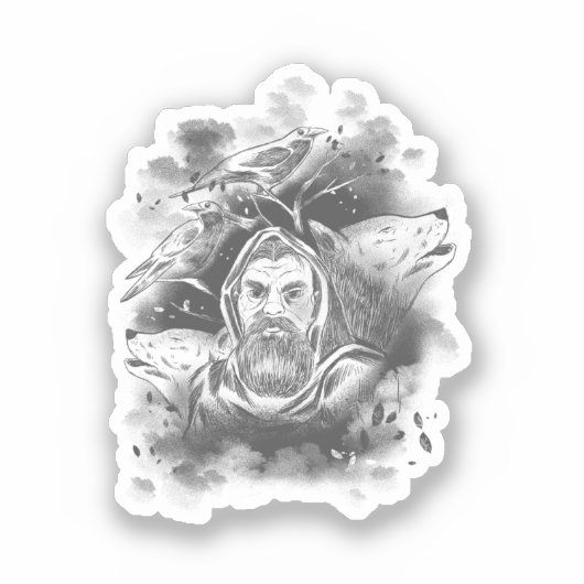 Donkere figuur met capuchon in Ink Blot Shadows Sticker (Voorkant)